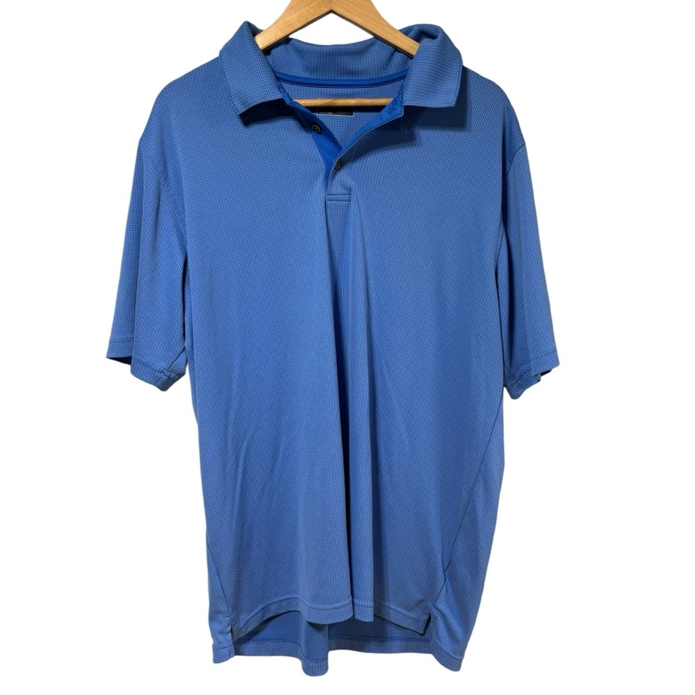 Bolle Mens Blue Textured Diamond Knit Polo Shirt Short Sleeve‎ XL #157